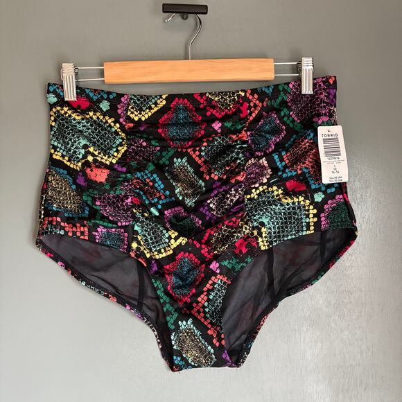 TORRID Women's 1X Snake Skin Colorful Pattern Swim Bathing Suit Bottoms NWT Plus - Picture 1 of 7